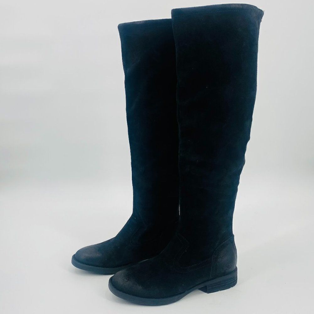 Born Size 6M Black Distressed Borman Over the Knee Suede Round Toe Boots